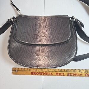 Calvin Klein Bella Faux Snake Skin Adjustable Crossbody with Signature Zippered